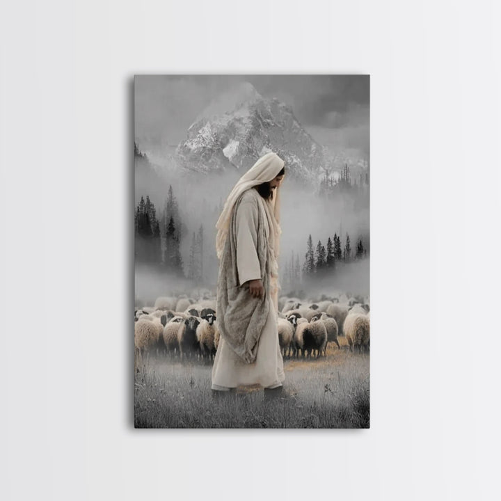 Mountain Mercy - Framed Canvas Print - Christian Wall Art - Jesus Painting - Christian Art Canvas - Moody Christian Art - Christmas Art