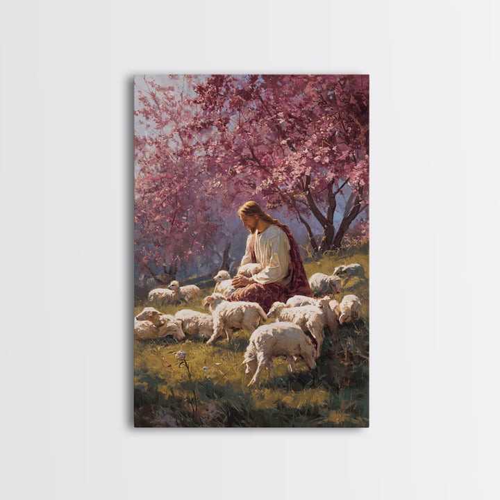 Blossoms Of Peace - Framed Canvas Print - Christian Art Canvas - Jesus Painting - Christian Wall Art - Spring Christian Art - Christian Gif