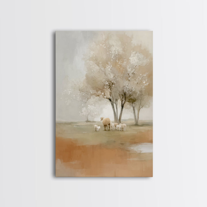 Gentle Meadow Calm - Framed Canvas Print - Christian Wall Art - Christian Art Canvas - Pastoral Scenery - Subtle Christian Art - Christian