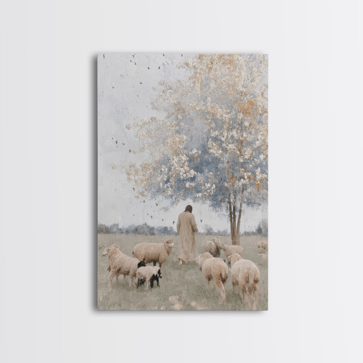 Skyward Meadow – Framed Canvas Print – Christian Wall Art – Jesus Painting – Christian Art Canvas – Subtle Christian Art – Christian Decor