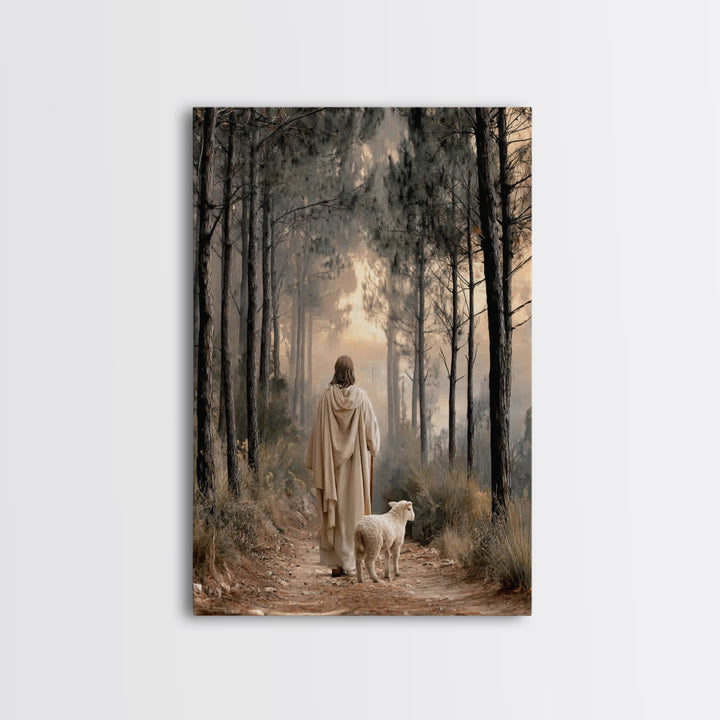 Autumn Ascent – Framed Canvas Print – Christian Wall Art – Jesus Painting – Christian Art Canvas – Minimalist Christian Art – Christian Dec