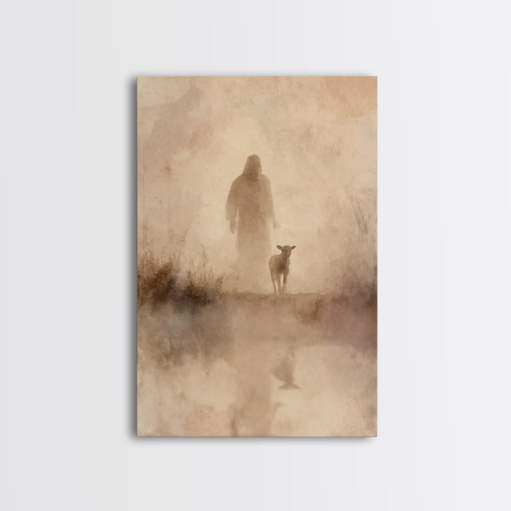 Shepherd’s Dawn – Framed Canvas Print – Christian Wall Art – Jesus Painting – Christian Art Canvas – Vintage Christian Art – Christian Art
