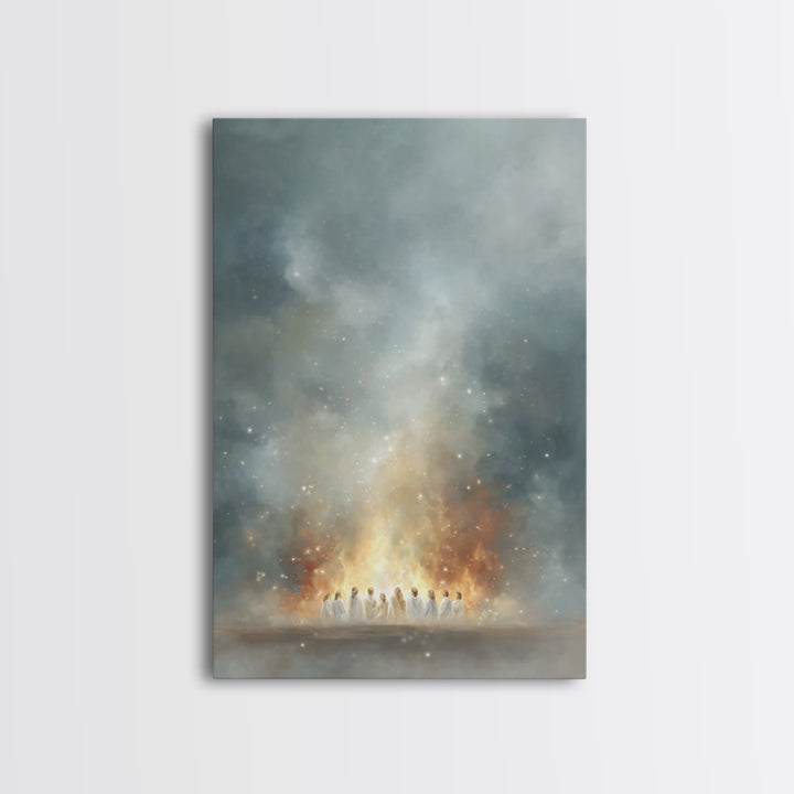 Heavenly Fire – Framed Canvas Print – Christian Wall Art – Christian Art Canvas – Jesus Painting – Moody Christian Art – Large Christian Pa