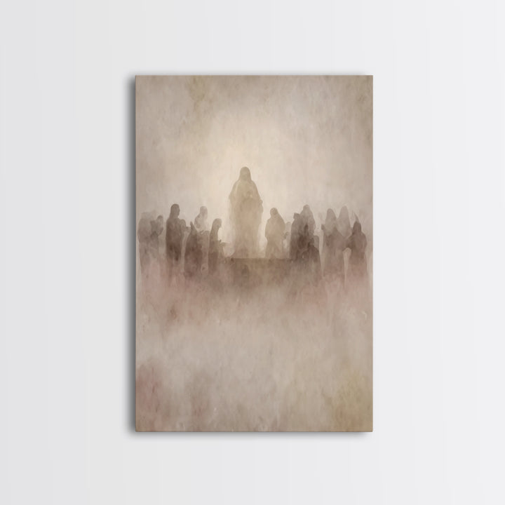 Holy Gathering – Framed Canvas Print – Christian Wall Art – Subtle Christian Art – Christian Art Canvas – Christian Painting – Vintage Chri