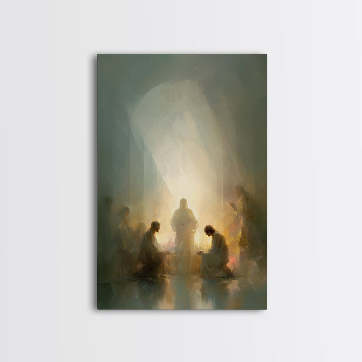 Radiant Supper – Framed Canvas Print – Christian Art Canvas – Christian Wall Art – Modern Christian Painting – Jesus Painting – Christian A