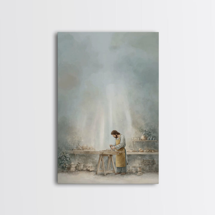 Workshop Of Faith – Framed Canvas Print – Christian Wall Art – Christian Art Canvas – Modern Christian Art – Subtle Christian Art – Christi