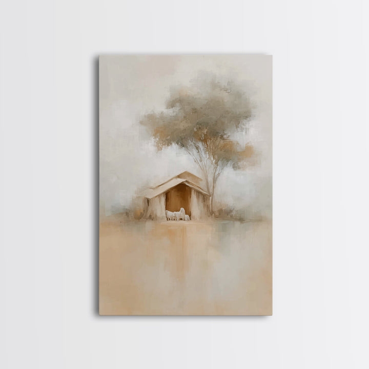 Silent Manger Peace – Framed Canvas Print – Christian Art Canvas – Minimalist Christian Art – Christmas Wall Art – Unique Christian Art – C