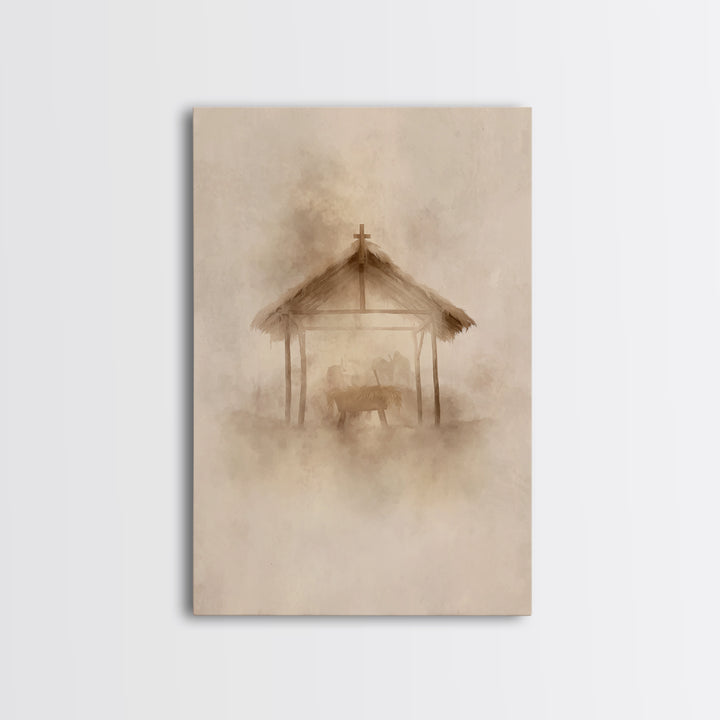 Holy Light Haven – Framed Canvas Print – Christian Art Canvas – Christian Christmas Decor – Jesus Painting – Christmas Art – Subtle Christi