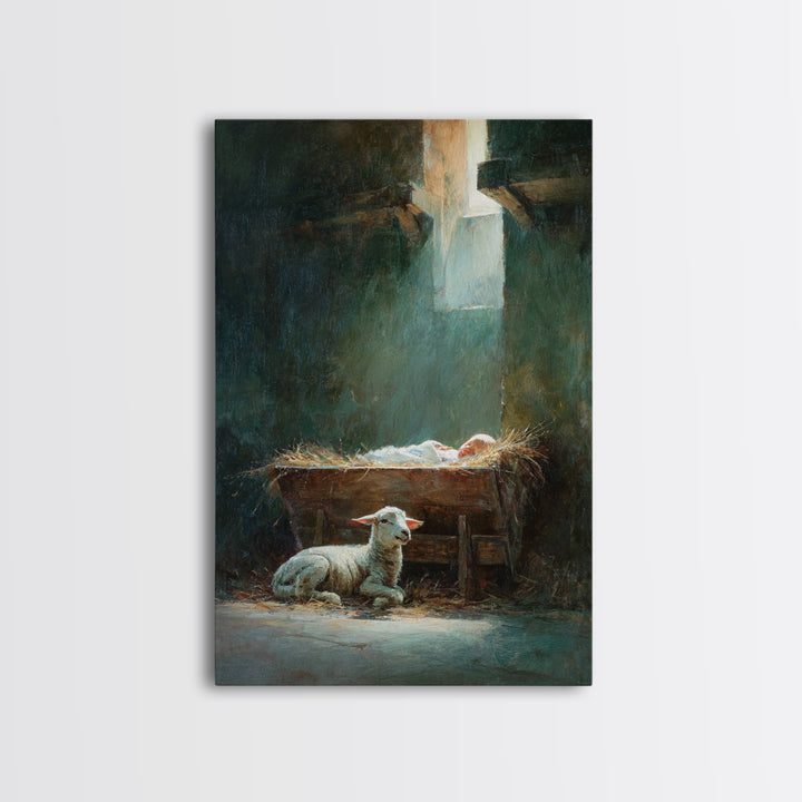 Father’s Gentle Watch – Framed Canvas Print – Christian Wall Art – Jesus Painting – Christian Art Canvas – Christmas Art Prints – Christian