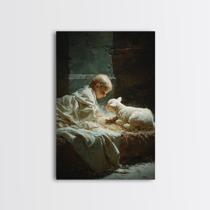 Holy Child Light – Framed Canvas Print – Christian Art Canvas – Christian Wall Art – Jesus Christmas Art – Vintage Christian Art – Christia
