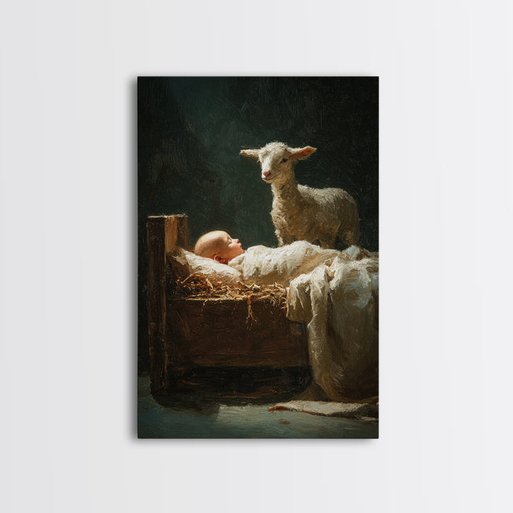 Gentle Watch Grace – Framed Canvas Print – Christian Art Canvas – Modern Christian Painting – Christian Wall Art – Jesus Christmas Art – Ch