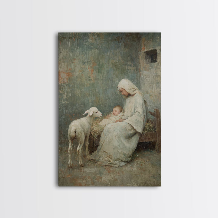 Mother’s Tender Rest – Framed Canvas Print – Christian Art Canvas – Vintage Christian Art – Christian Wall Art – Christmas Art – Jesus Pain