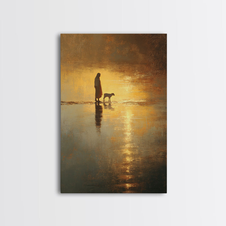Golden Quiet Valley – Framed Canvas Print – Christian Art Canvas – Moody Christian Art – Jesus Painting – Christian Wall Art – Christian De