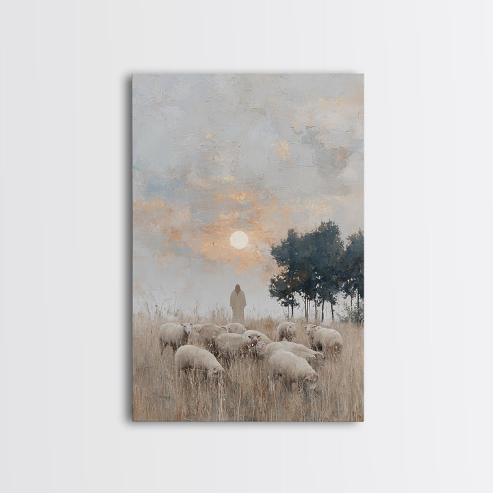 Pasture Of Mercy – Framed Canvas Print – Christian Art Print – Christian Wall Art – Jesus Painting – Christian Art Canvas – Christian Chris