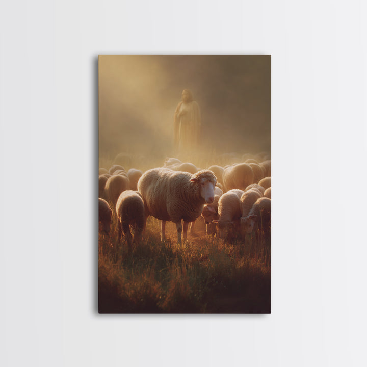 Shepherd’s Watchlight – Framed Canvas Print – Jesus Painting – Christian Art Canvas – Christian Christmas Art – Moody Christian Art – Chris