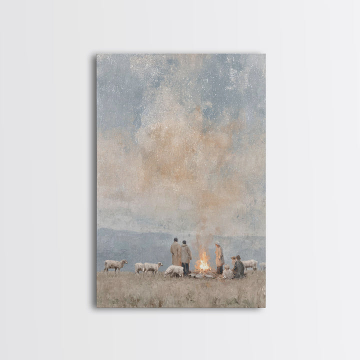 Still Night Vigil – Framed Canvas Print – Christian Art Canvas – Subtle Christian Art – Christian Painting – Christmas Art – Christian Wall