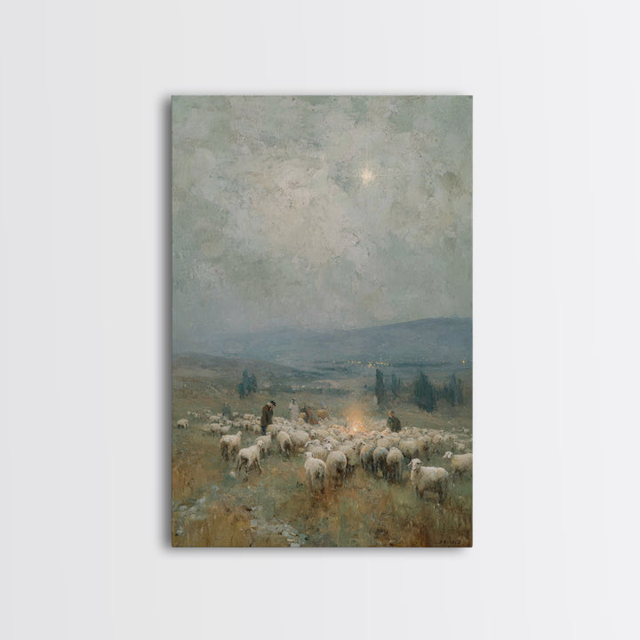 Bethlehem Horizon Star – Framed Canvas Print – Christian Wall Art – Christian Christmas Art – Christian Art Canvas – Pastoral Scenery – Chr