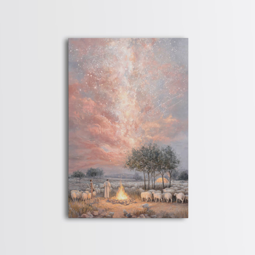 Glory In The Heavens – Framed Canvas Print – Christian Art Canvas – Christmas Art – Christian Wall Art – Christian Christmas Decor – Modern