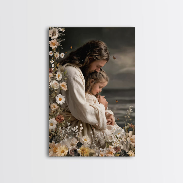 Gentle Comfort – Framed Canvas Print – Jesus Painting – Christian Wall Art – Christian Art Canvas – Subtle Christian Art – Christian Gift I