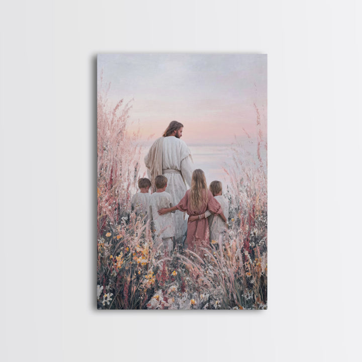 Pastel Horizon Light, Framed Canvas Print, Christian Wall Art, Jesus Art Print, Christian Art Canvas, Christian Painting, Modern Christian