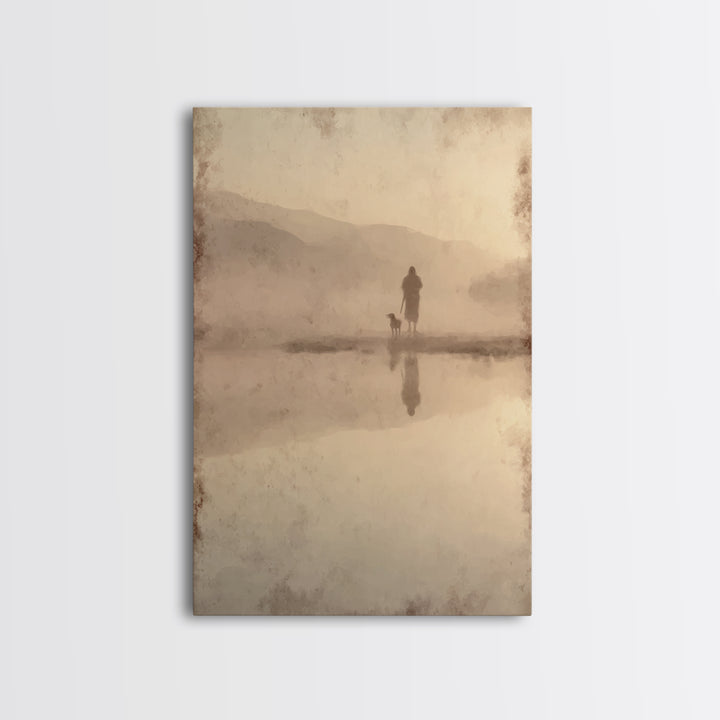 Peaceful Flock Light – Framed Canvas Print – Christian Art Canvas – Jesus Painting – Christian Wall Art – Vintage Christian Art – Christian