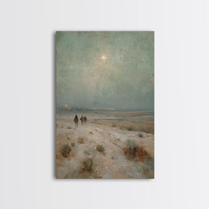 Three Kings Journey | Framed Canvas Print | Christmas Art | Christian Wall Art | Christian Art Canvas | Christian Christmas Art | Vintage C