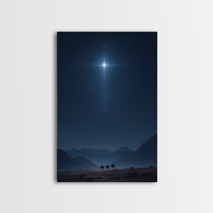Night Of The Star, Framed Canvas Print, Christmas Art, Christian Wall Art, Christian Art Canvas, Modern Christian Art, Christian Christmas