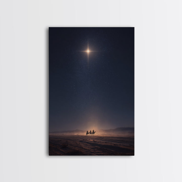Bethlehem Night Glow – Framed Canvas Print – Christmas Art – Christian Art Canvas – Christian Wall Art – Modern Christian Art – Christian C