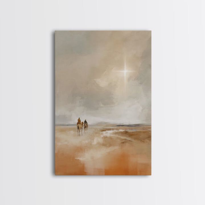 Desert Star Path, Framed Canvas Print, Christian Art Canvas, Christmas Art, Christian Wall Art, Minimalist Christian Art, Christian Christm