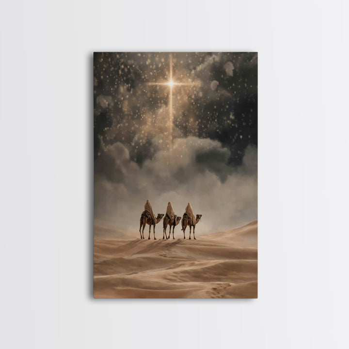 Three Gifts Journey | Framed Canvas Print | Christmas Art | Christian Art Canvas | Christian Wall Art | Vintage Christmas Art | Christian C