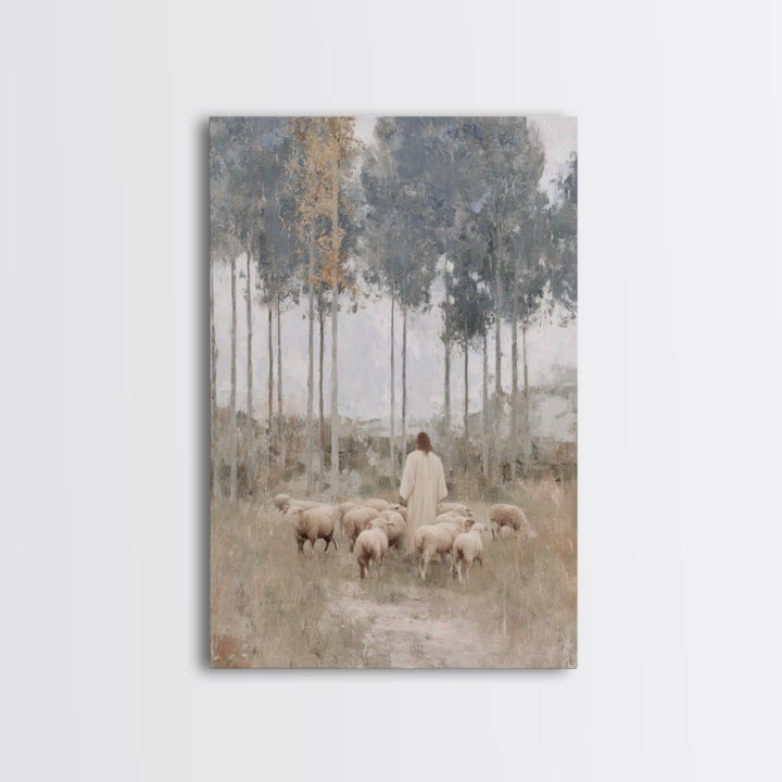 Quiet Shepherd Woods, Framed Canvas Print, Christian Art Canvas, Christian Art, Christian Wall Art, Minimalist Christian Art, Christian Pai