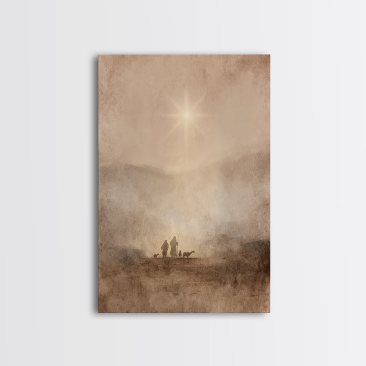 Desert Star Rise – Framed Canvas Print – Christian Christmas Art – Christmas Art Prints – Christian Art Canvas – Christian Wall Art