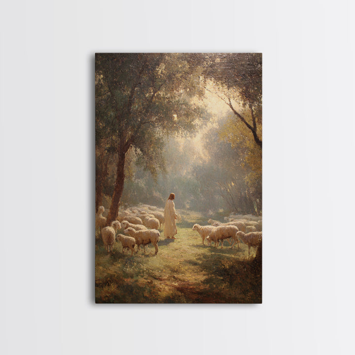 Shepherd’s Peace Meadow – Framed Canvas Print – Christian Wall Art – Jesus Painting – Christian Art Canvas – Christian Art Print – Large Ch