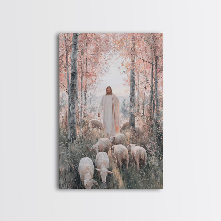Autumn Grace Walk – Framed Canvas Print – Christian Art Canvas – Jesus Painting – Christian Wall Art – Christian Christmas Art – Modern Chr