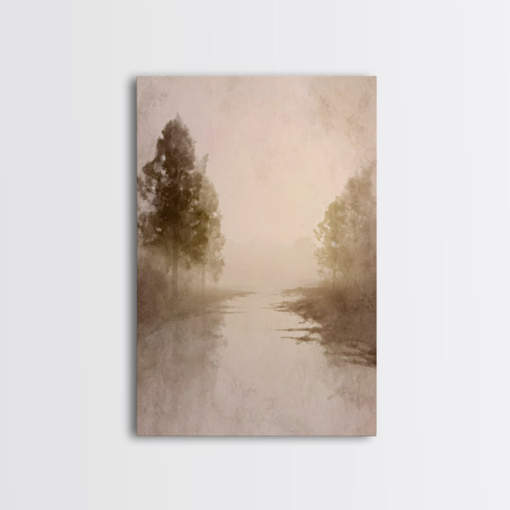 Misty River Hope – Framed Canvas Print – Christian Art Canvas – Christian Wall Art – Subtle Christian Art – Christmas Art – Christian Decor