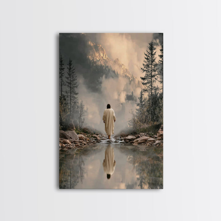 Mountain Refuge | Framed Canvas Print | Christian Art Canvas | Jesus Painting | Christian Decor For Home | Large Christian Art | Christmas