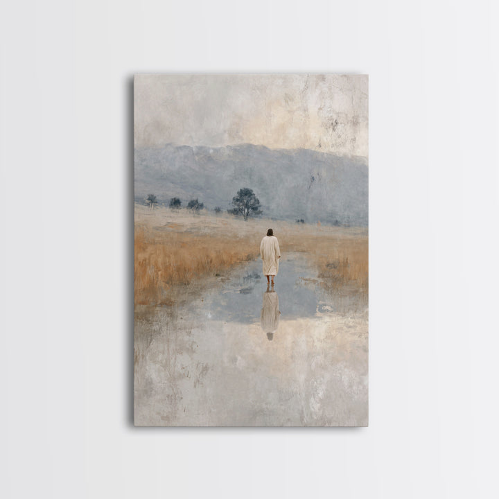 Sacred Plains | Framed Canvas Print | Christian Art Canvas | Large Jesus Painting | Christian Christmas Art | Christian Art Gift | Vintage