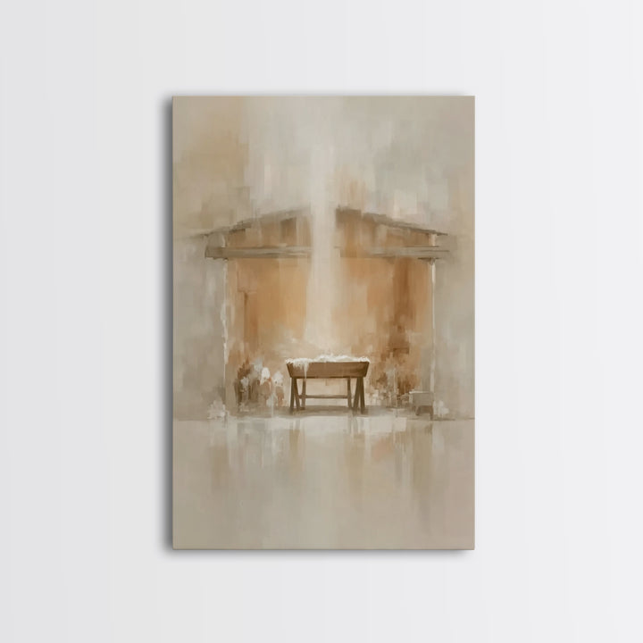 Holy Manger Light | Framed Canvas Print | Christian Art Canvas | Christmas Wall Art | Christian Christmas Art | Subtle Christian Art | Chri