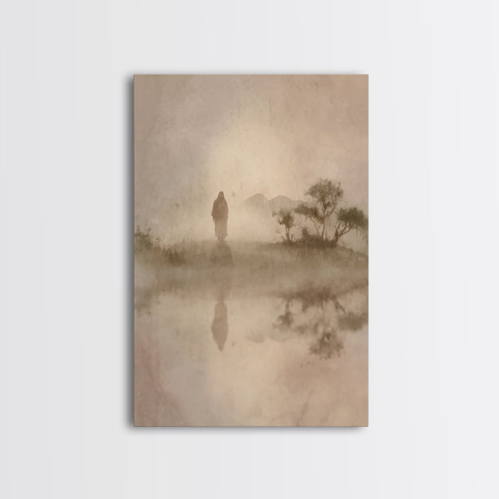 Desert Halo – Framed Canvas Print – Christian Art – Christian Wall Art – Jesus Painting – Christian Christmas Decorations – Modern Christia