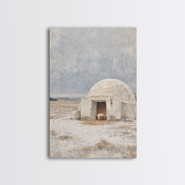 Humble Shelter Grace | Framed Canvas Print | Christian Art Canvas | Christmas Art Prints | Christian Wall Art | White Christmas Art | Chris