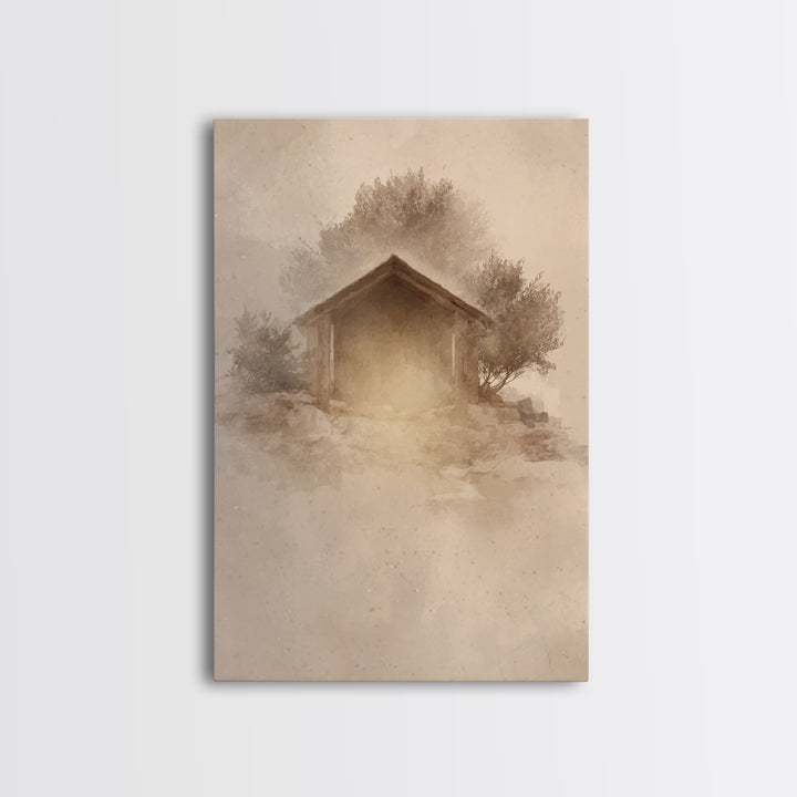 Holy Manger Glow, Framed Canvas Print, Framed Christmas Art, Christian Art Canvas, Christmas Wall Art, Christian Christmas Decor, Christian