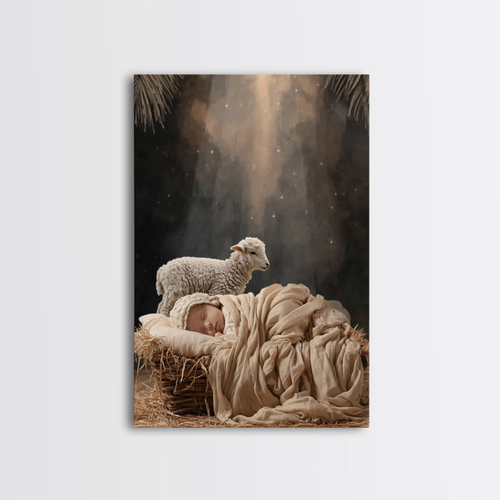 Heaven’s Little One, Framed Canvas Print, Jesus Christmas Art, Christian Art Canvas, Christian Decor For Home, Christian Art Painting, Chri