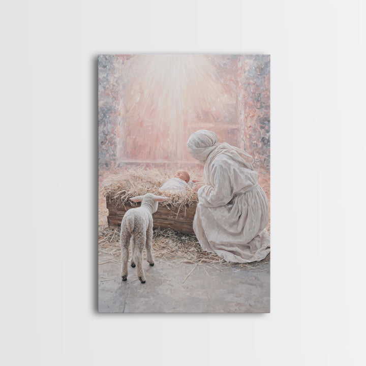 Mother’s Quiet Adoration – Framed Canvas Print – Christian Wall Art – Christmas Art Prints – Jesus Christmas Art – Christian Art Canvas – C
