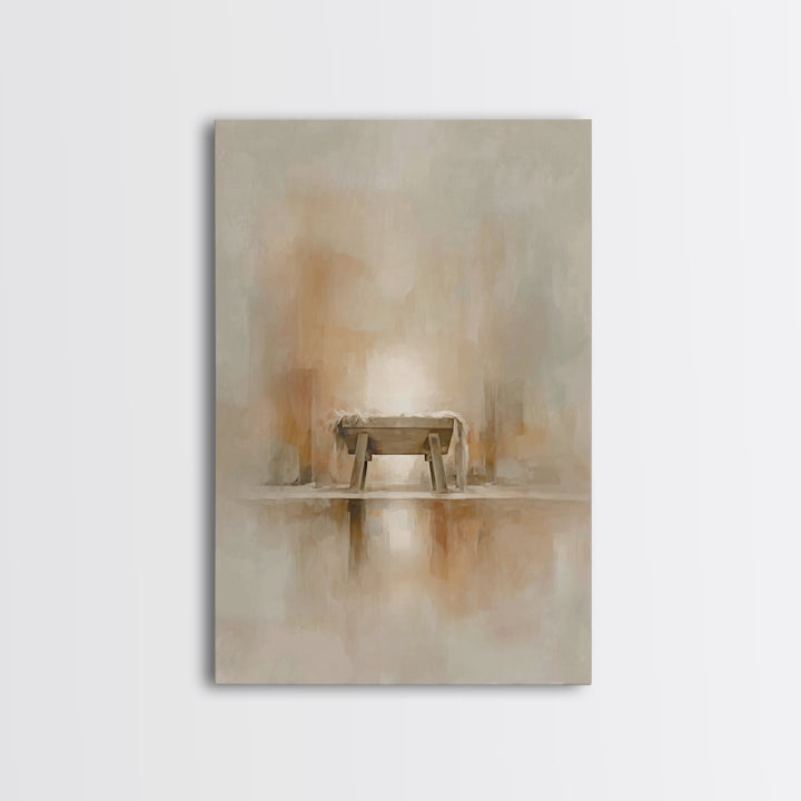 Humble Manger Light, Framed Canvas Print, Christmas Wall Art, Christian Christmas Art, Modern Christmas Art, Christmas Art Prints, Christia