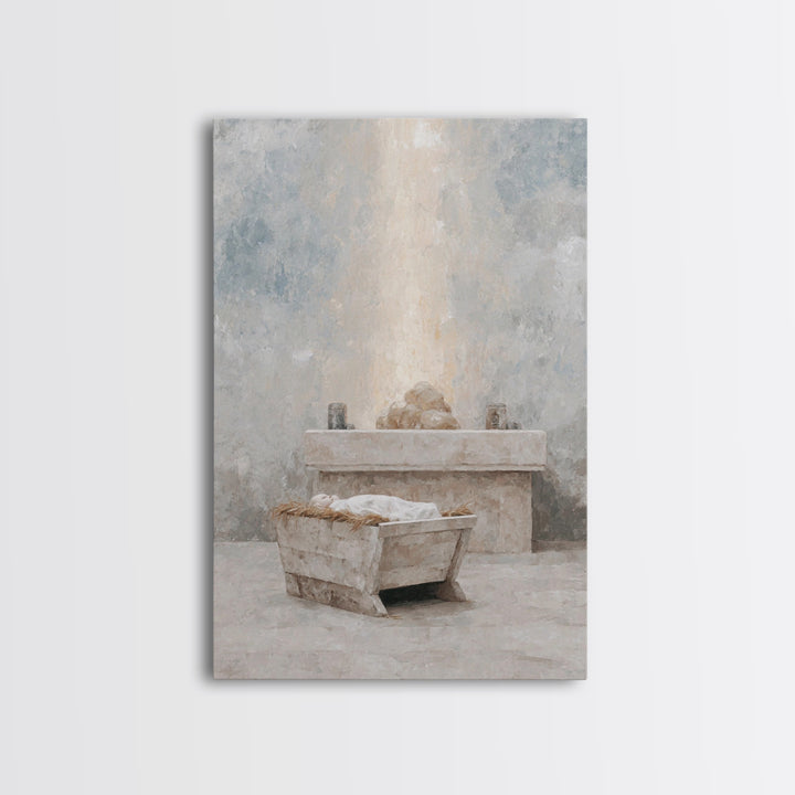 Silent Offering Stone – Framed Canvas Print – Christian Wall Art – Christian Art Canvas – Christmas Art Work – Subtle Christian Art – Chris