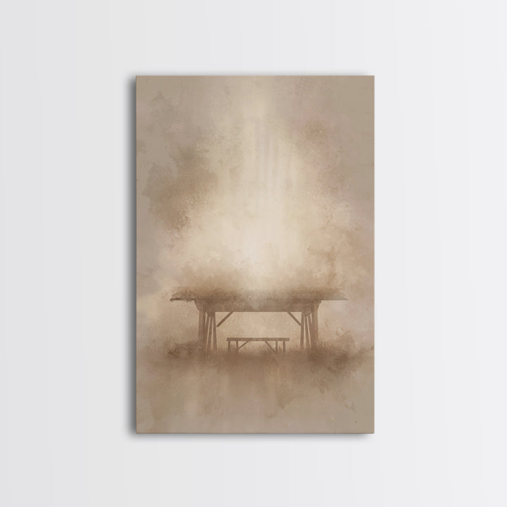 Holy Stable Promise, Framed Canvas Print, Christian Wall Art, Christmas Art Prints, Christian Christmas Art, Minimalist Christian Art, Chri