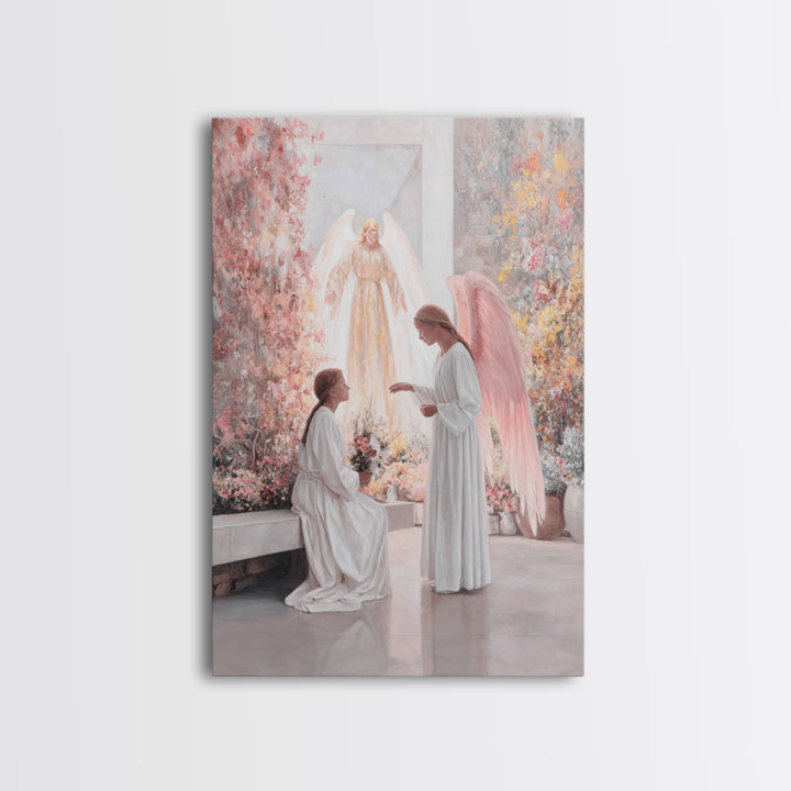 Gentle Angel Watch, Framed Canvas Print, Christian Wall Art, Christian Art Canvas, Christian Painting, Vintage Christian Art, Christian Dec