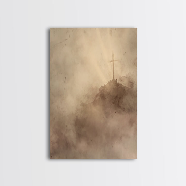 Hill Of Redemption – Framed Canvas Print – Christian Wall Art – Christian Art Canvas – Christian Art – Moody Christian Art – Christian Deco