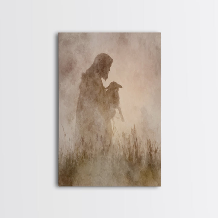 Shepherd Of Light, Framed Canvas Print, Christian Wall Art, Jesus Painting, Christian Art Canvas, Subtle Christian Art, Christian Decor For