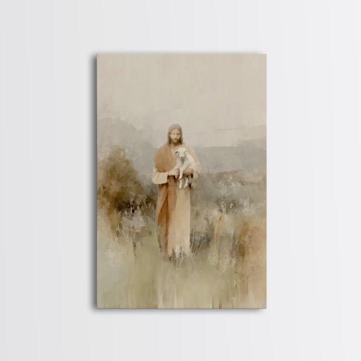 Shepherd’s Embrace, Framed Canvas Print, Christian Art Prints, Jesus Painting Canvas, Moody Christian Art, Christian Art Canvas, Christian